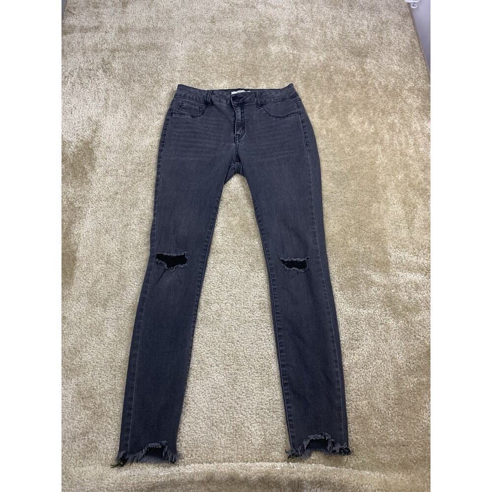 Refuge Jeans Sz 6 Women's Black Distressed Destroyed Skinny Jeans 795